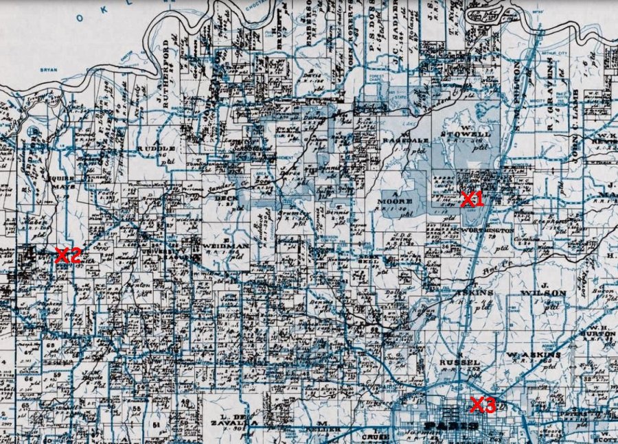 Approximate locations of TW Jenkins land in Lamar County TX